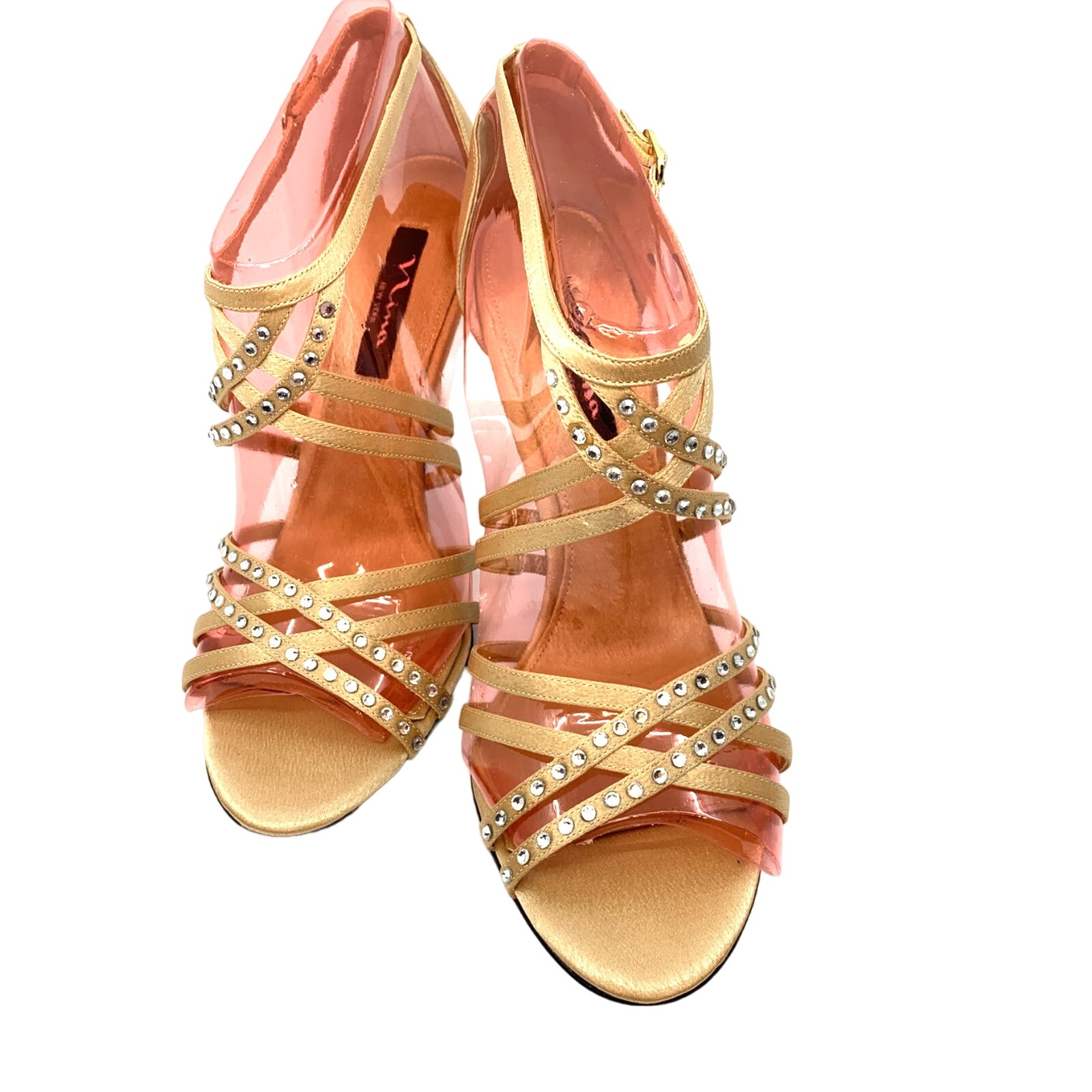 Nina Women's Gold Crysten Satin Ankle-Strap Dress Sandal | Size 8m | New In Box — image 8 of 8